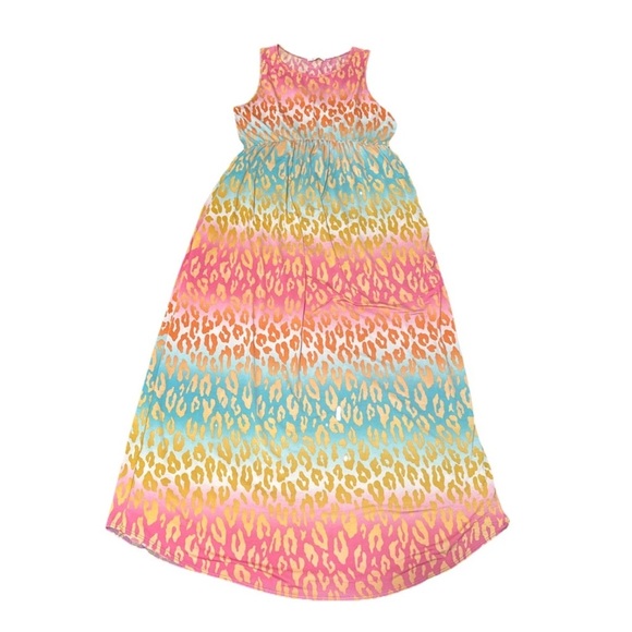Bombom Women’s M Leopard Maxi Sun Dress Gradient Fade Casual Pockets Lightweight - Picture 1 of 10